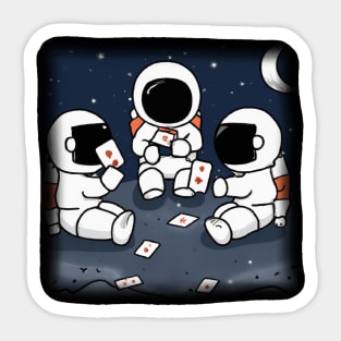 Astronaut Playing Cards In Space Sticker